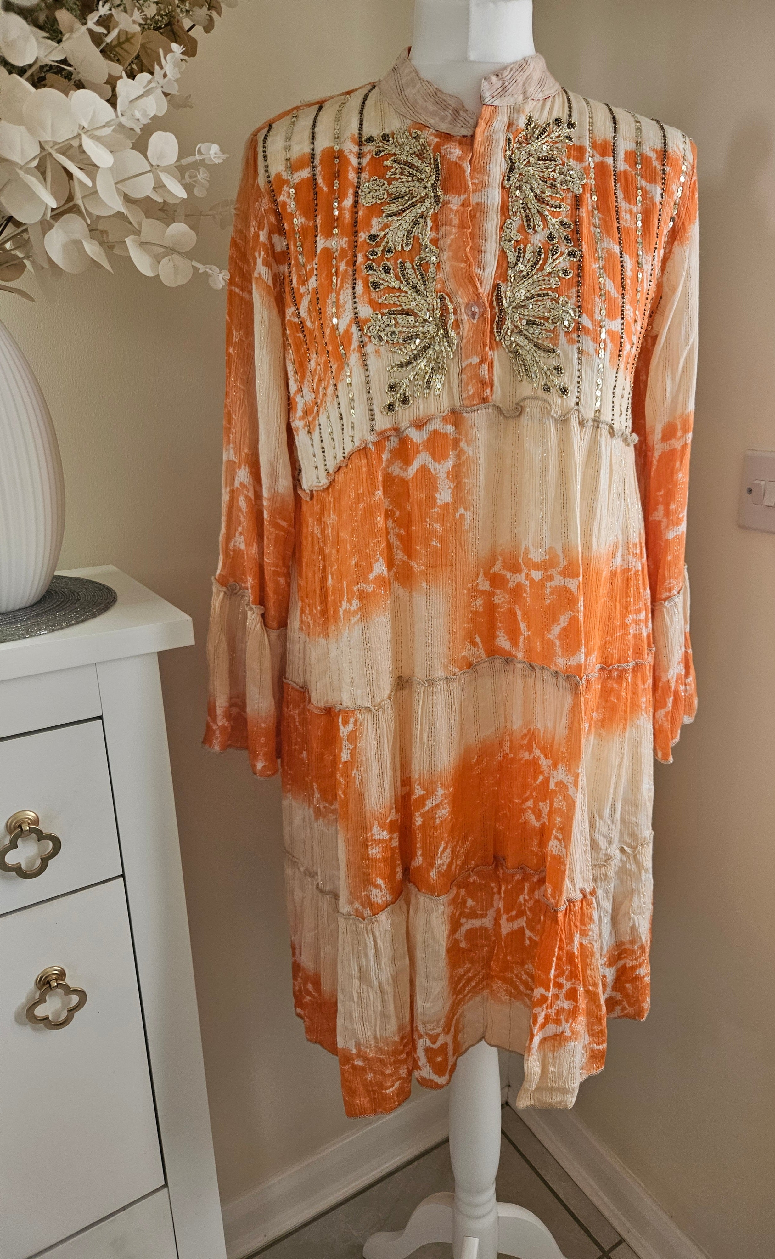 Arabella tie dye dress - Orange