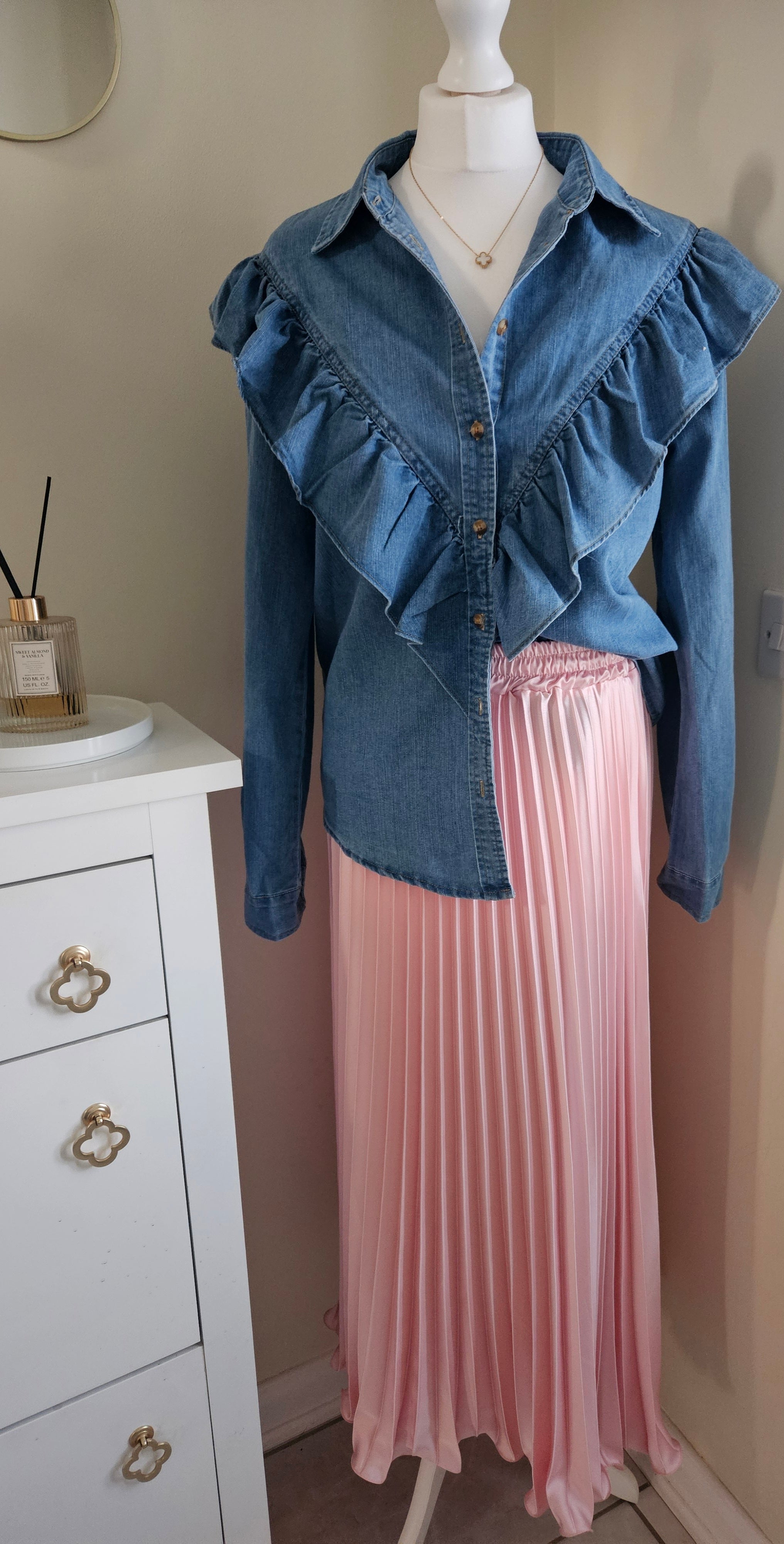Aegina denim ruffle shirt
