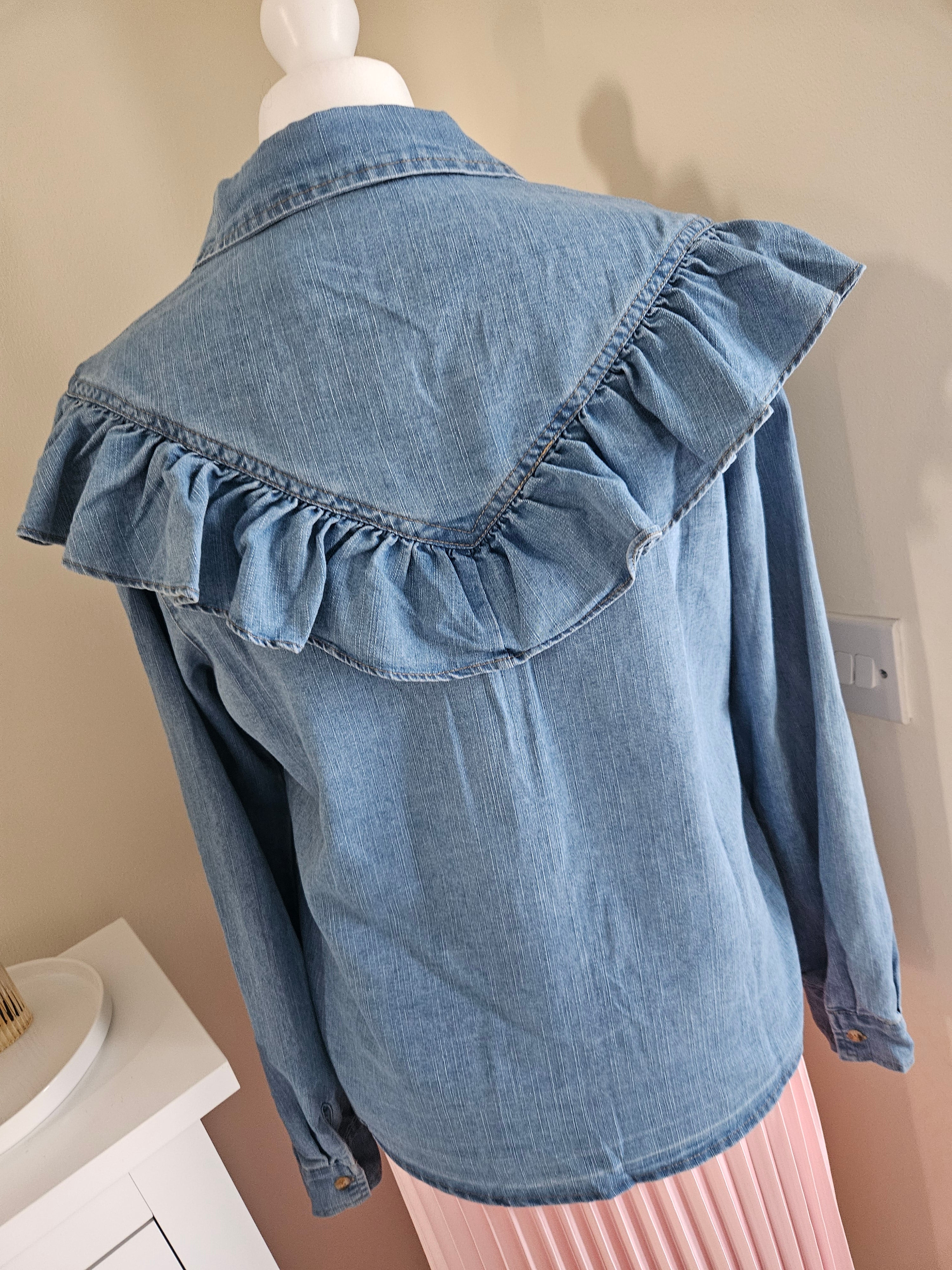 Aegina denim ruffle shirt