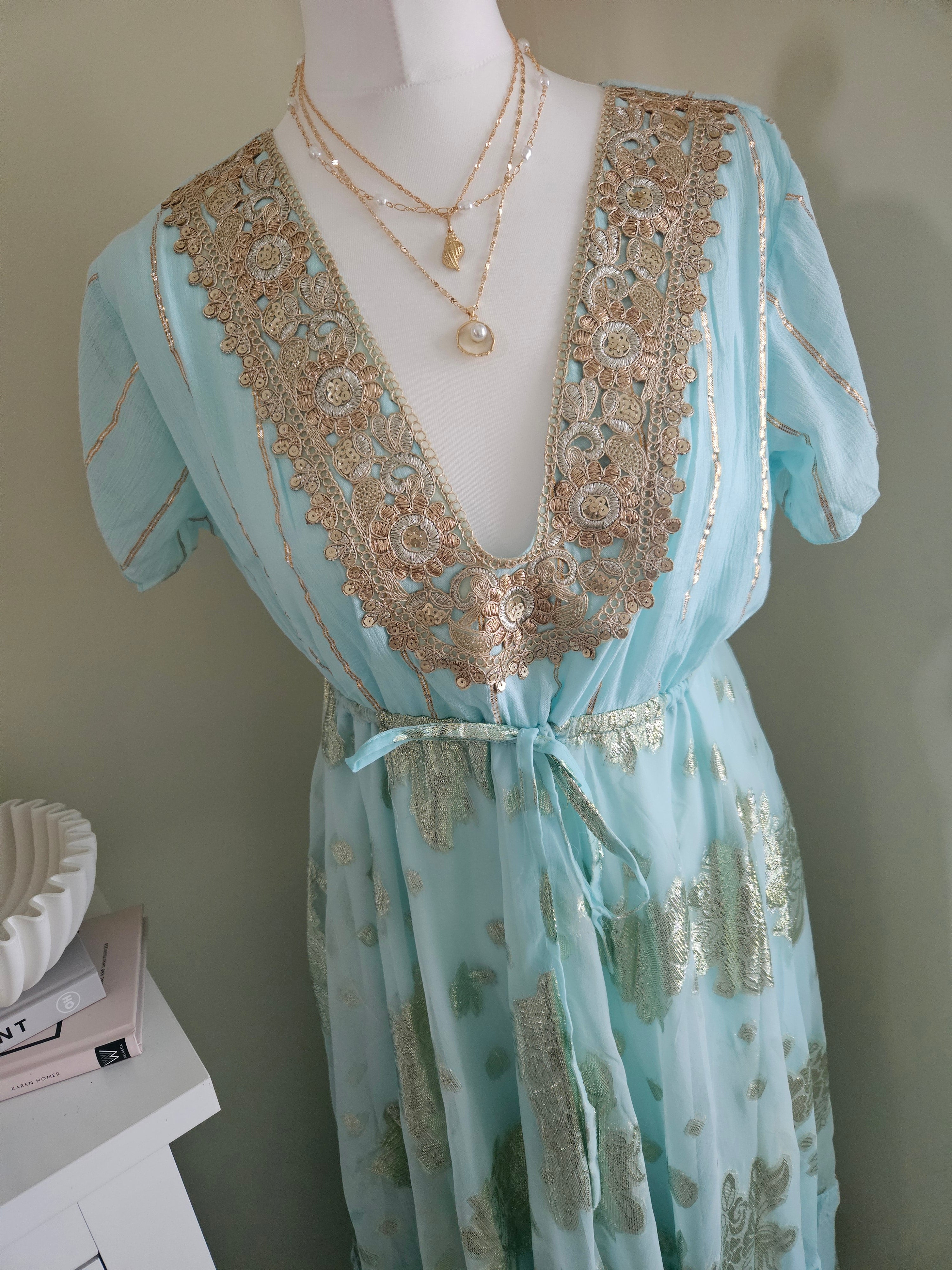 Medina dress - Turquoise and gold
