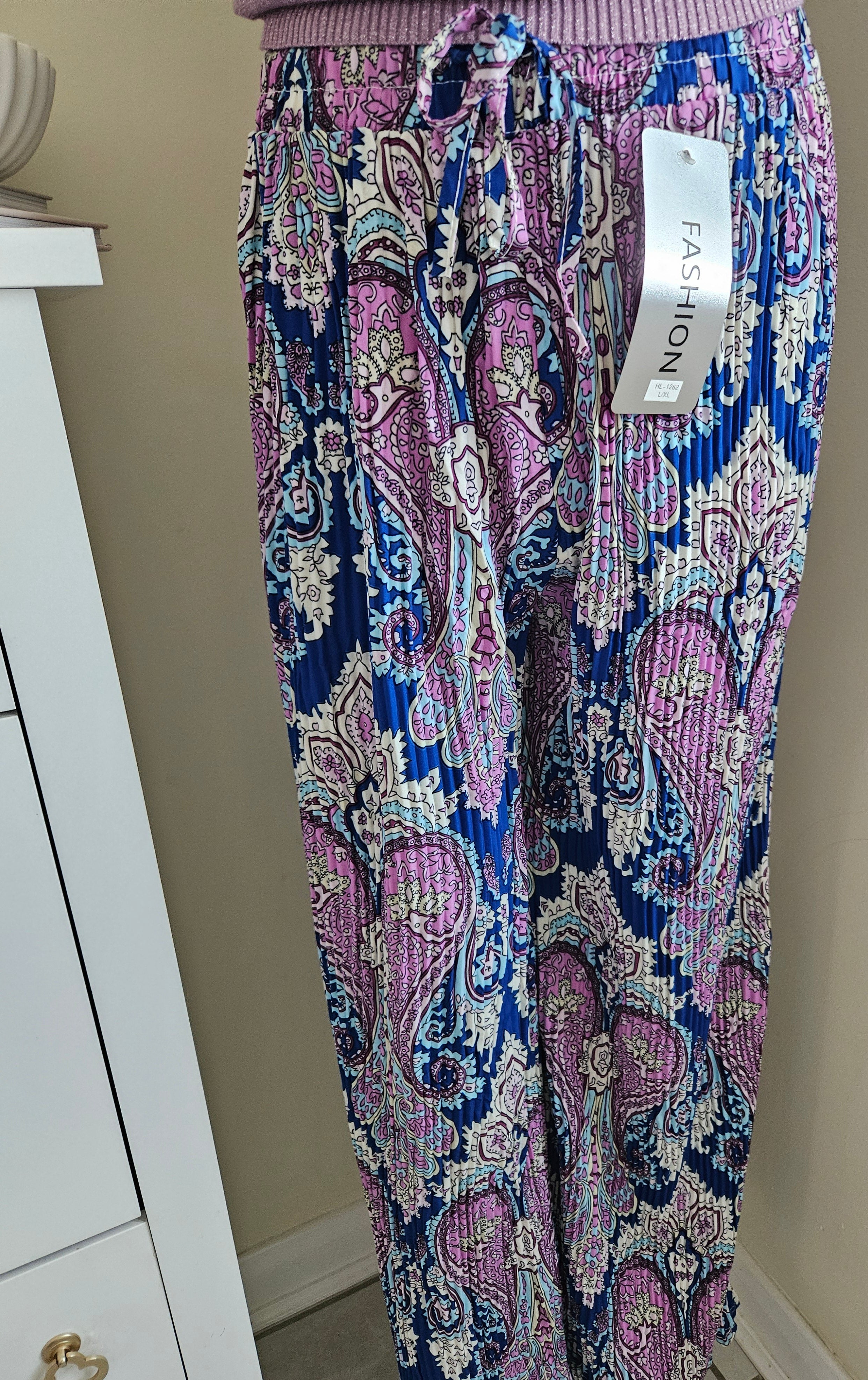 Jannah patterned pleated trousers - Blue - Size 12-18