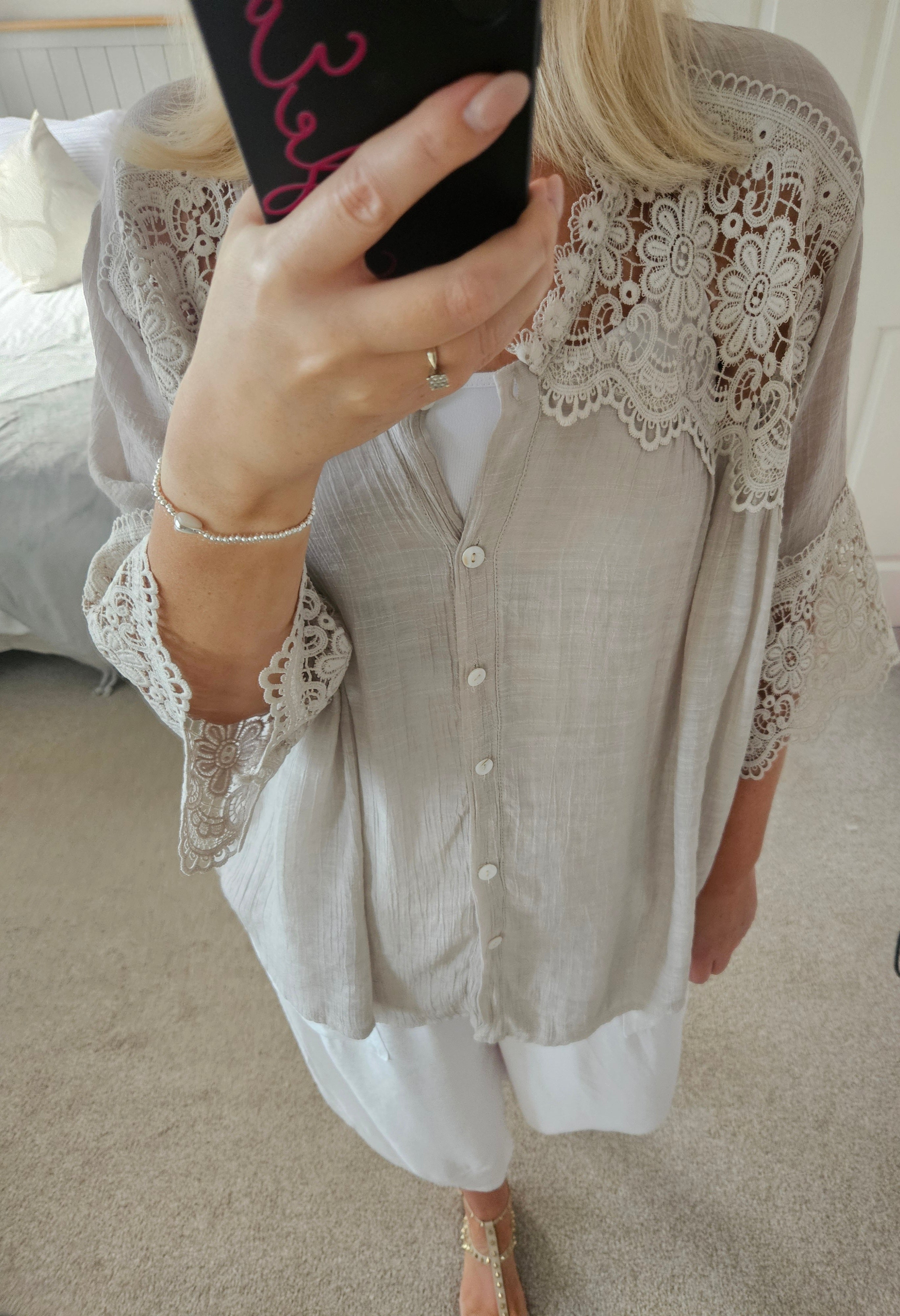 Thekla crochet blouse - Light taupe