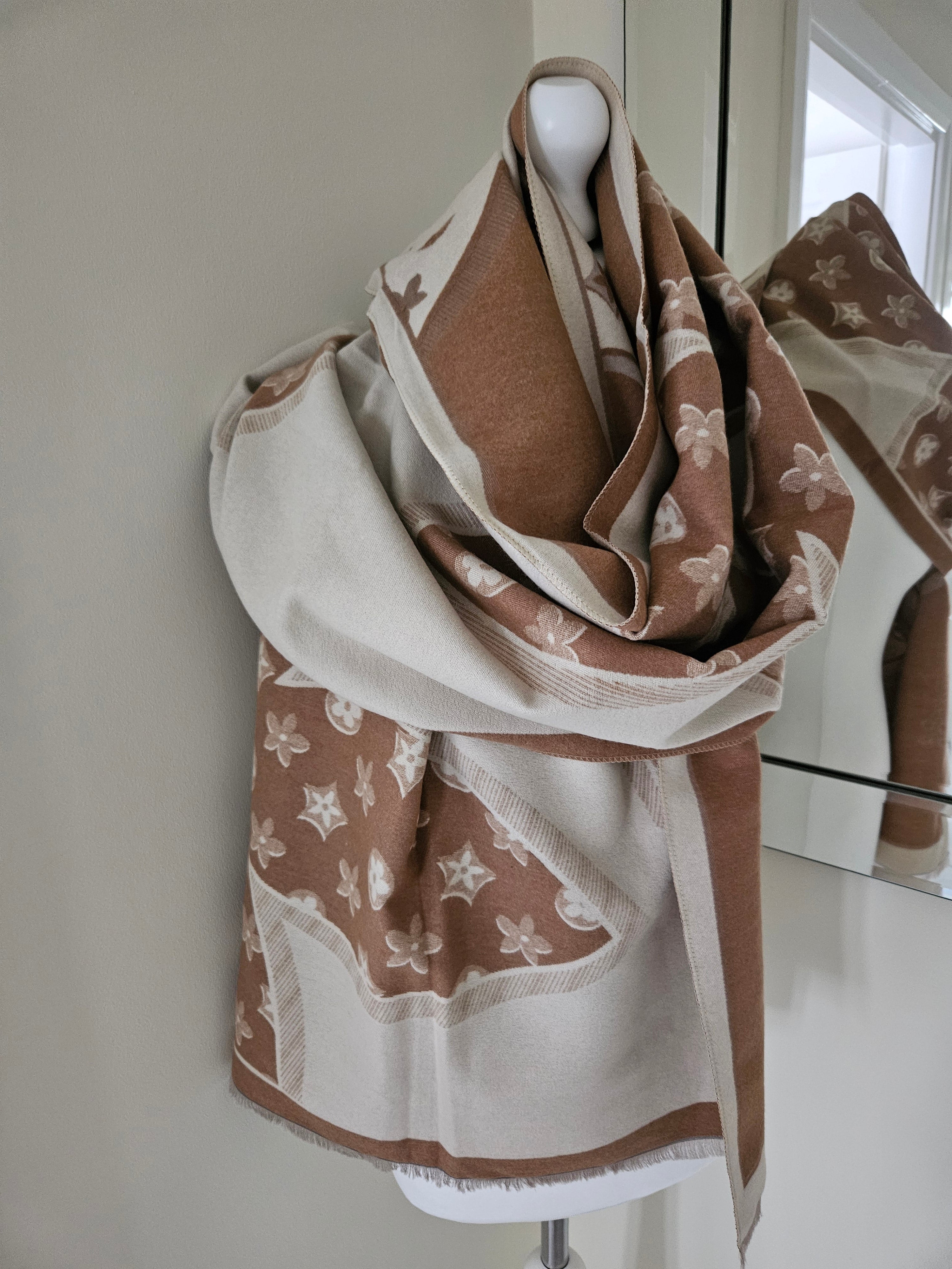 Louise tan and cream designer inspired scarf