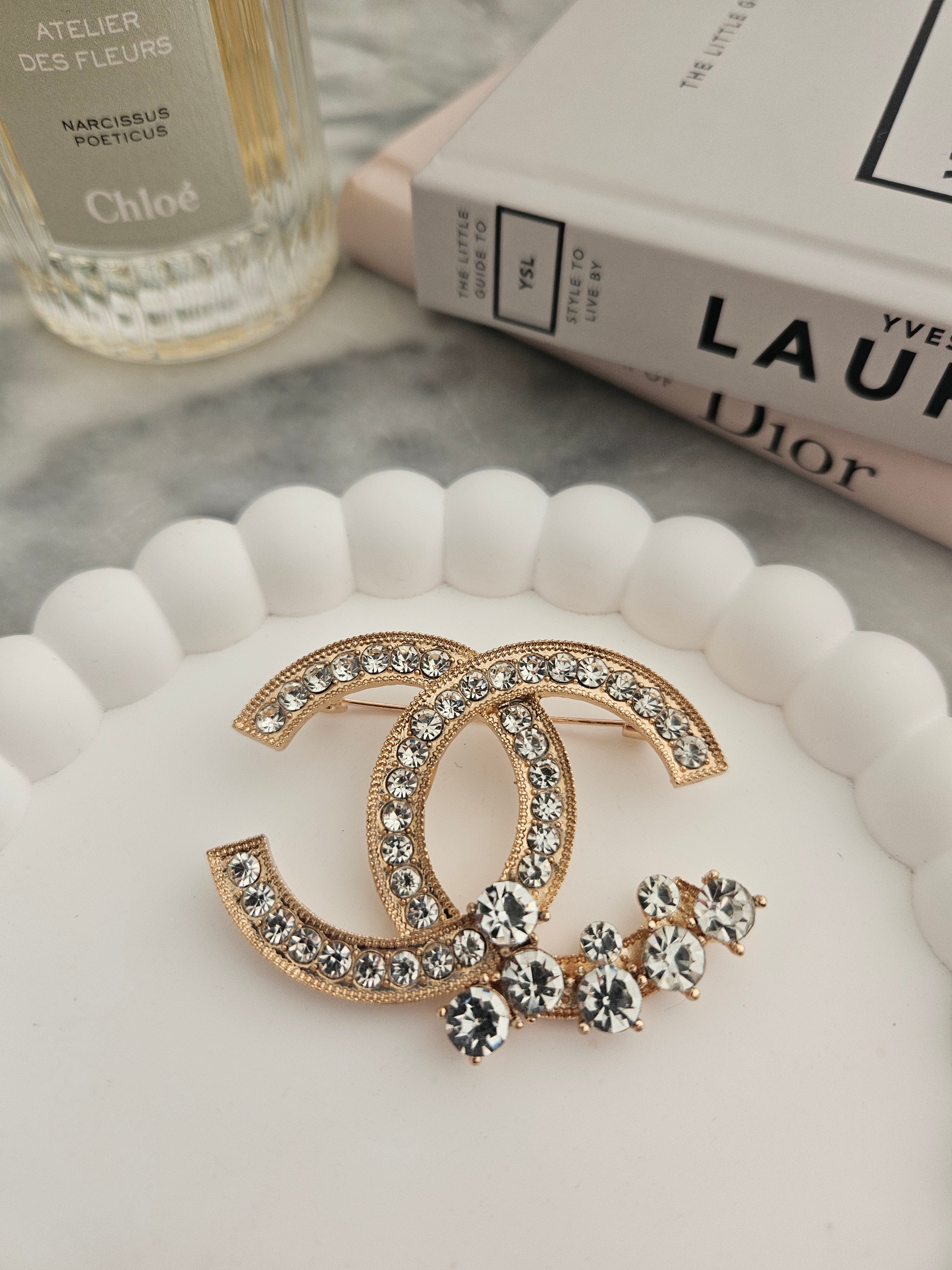 Gold Diamanté Statement Brooch