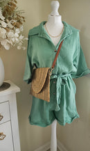 Halki cheesecloth playsuit - Green