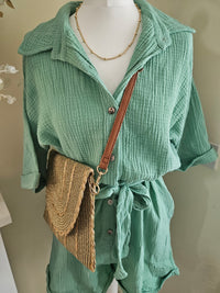 Halki cheesecloth playsuit - Green