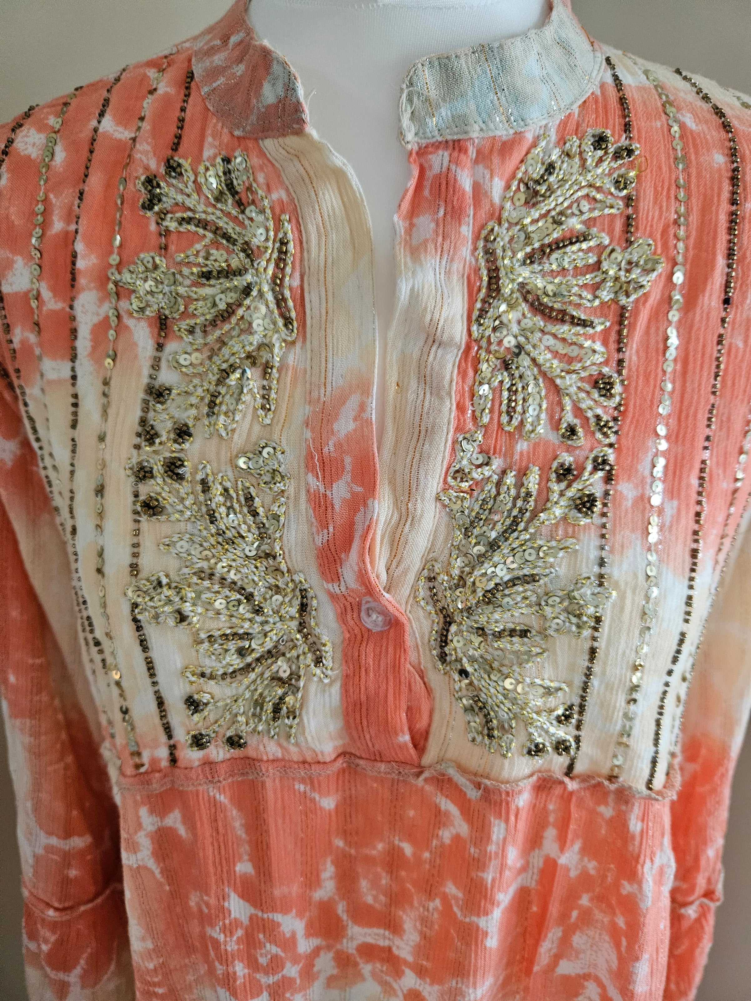 Arabella sequin tie dye dress - Coral