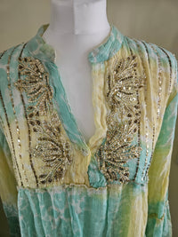 Arabella sequin tie dye dress - Turquoise and yellow