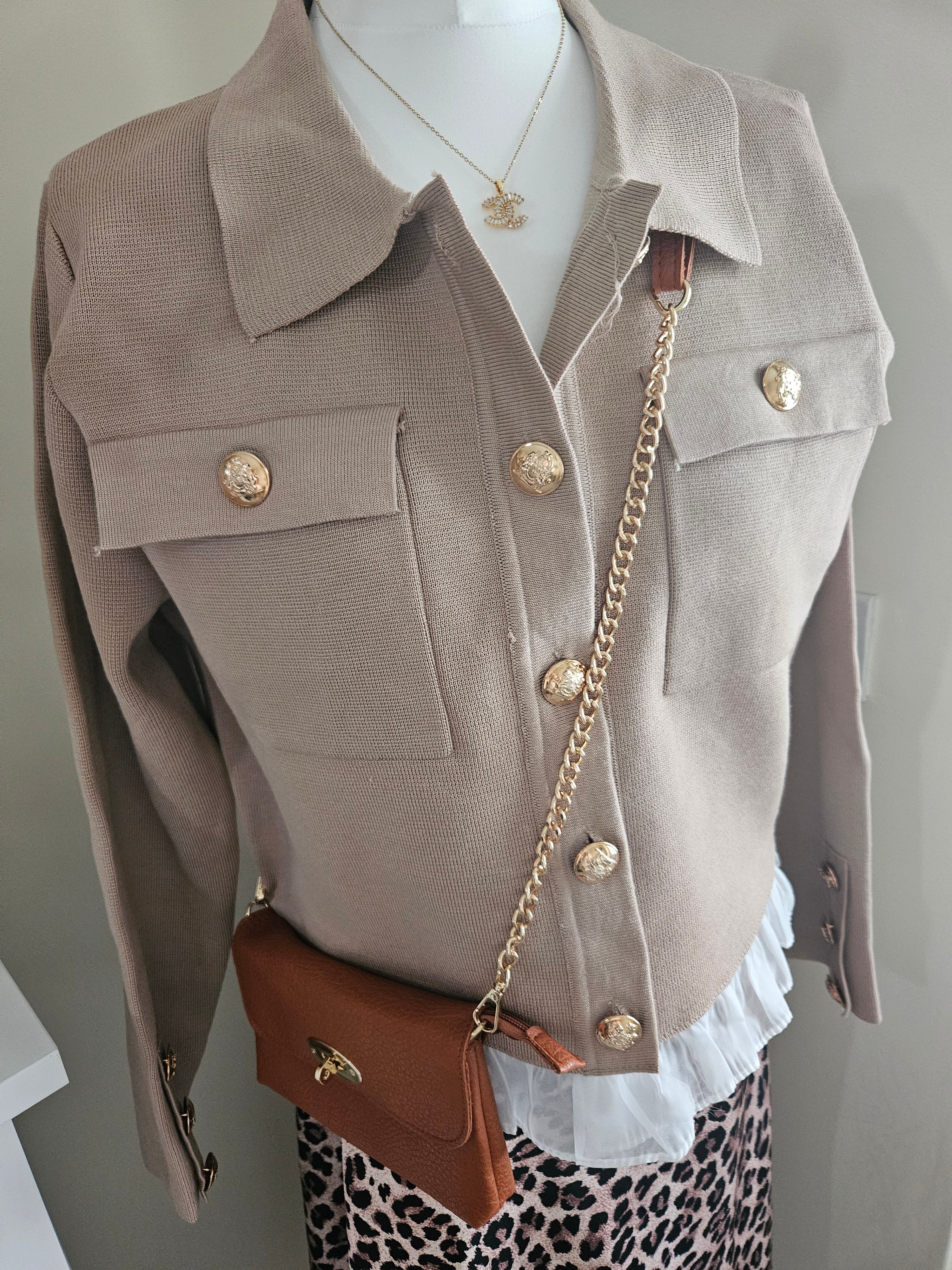 The Hampton tan cardigan/jacket