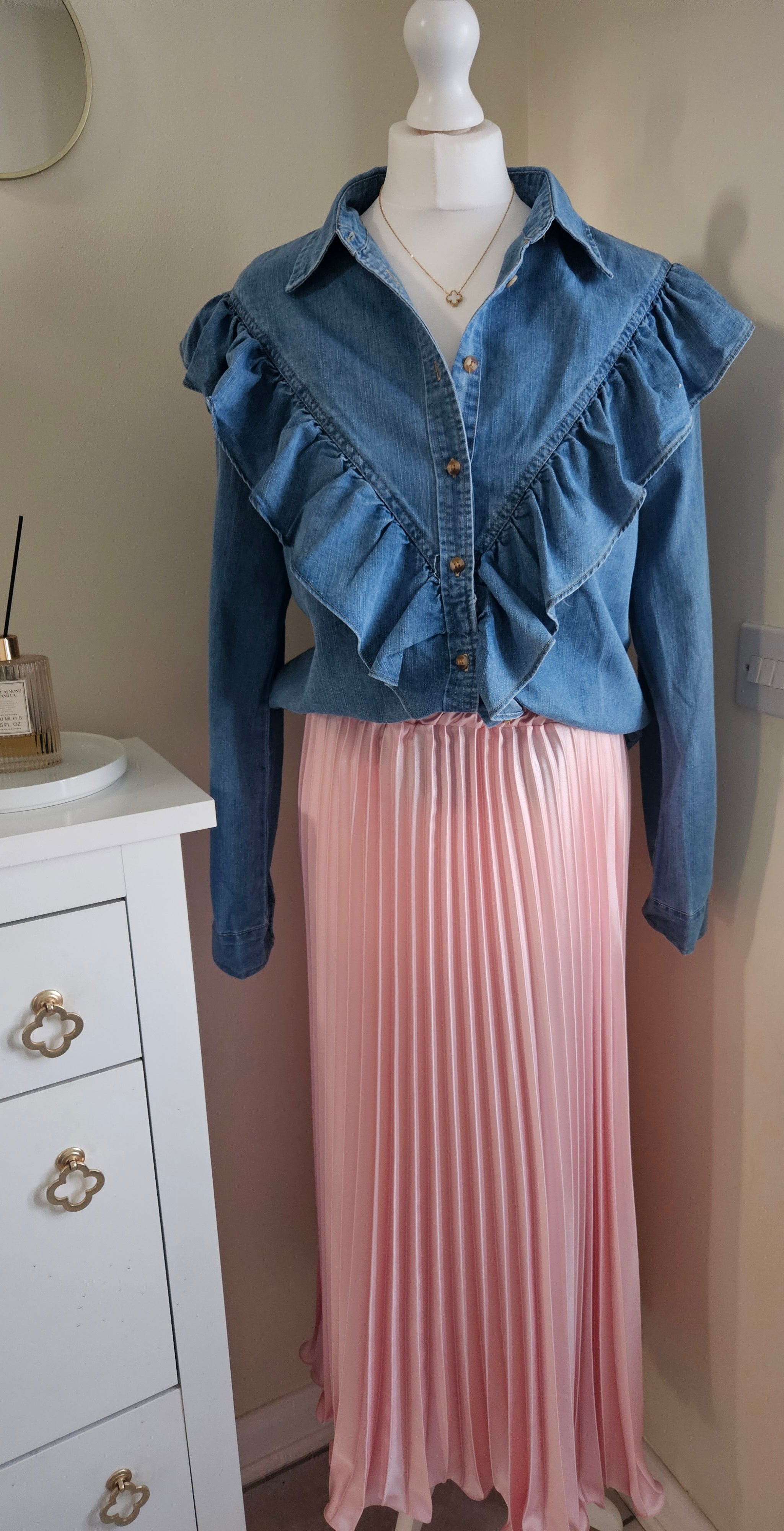 Aegina denim ruffle shirt