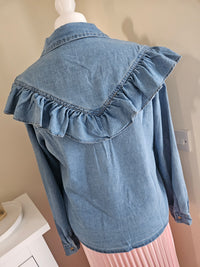 Aegina denim ruffle shirt