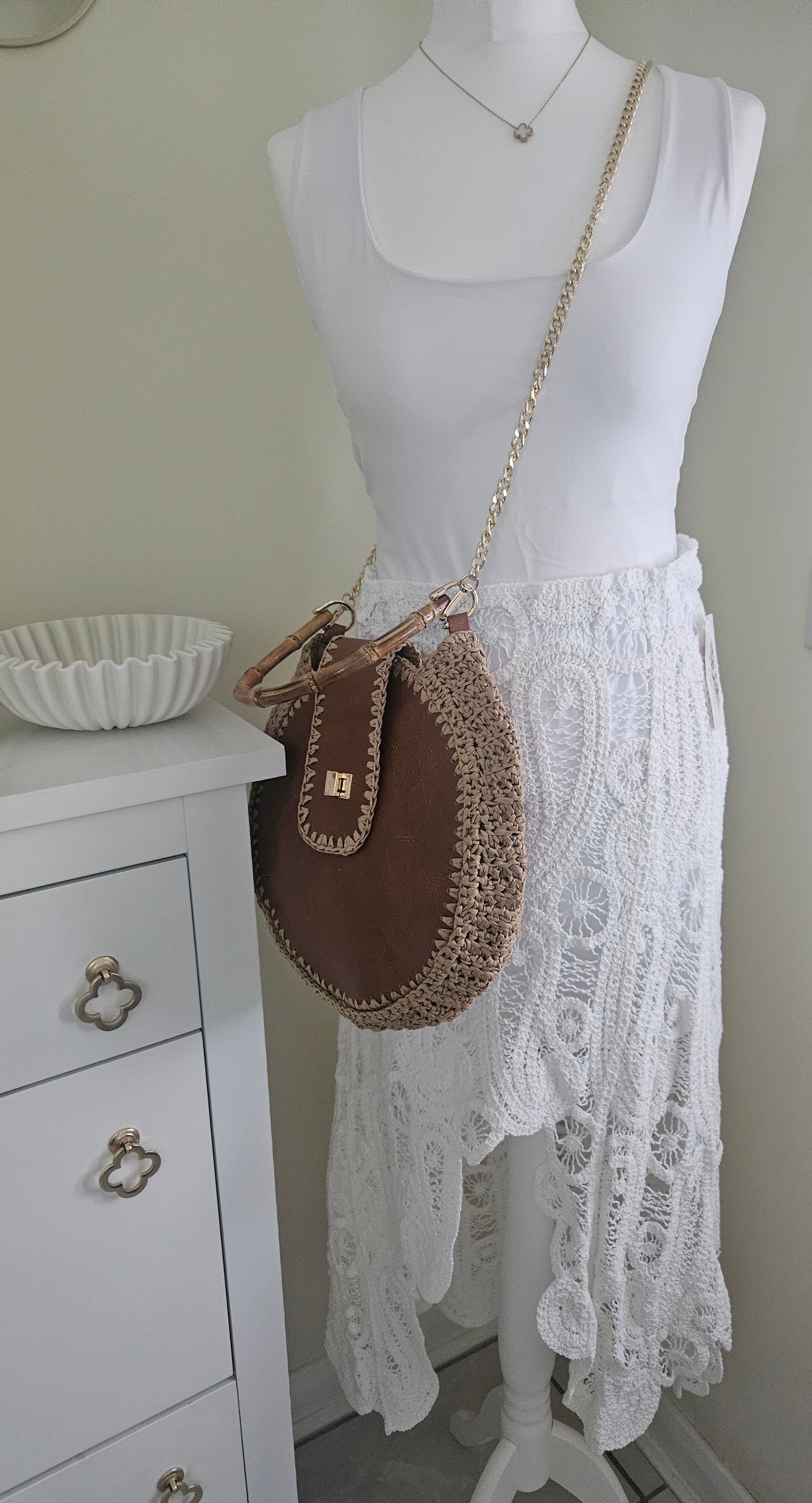 Ibiza white crochet skirt