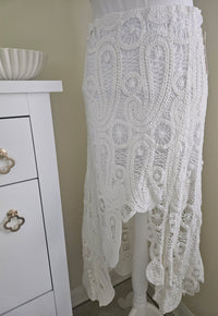 Ibiza white crochet skirt