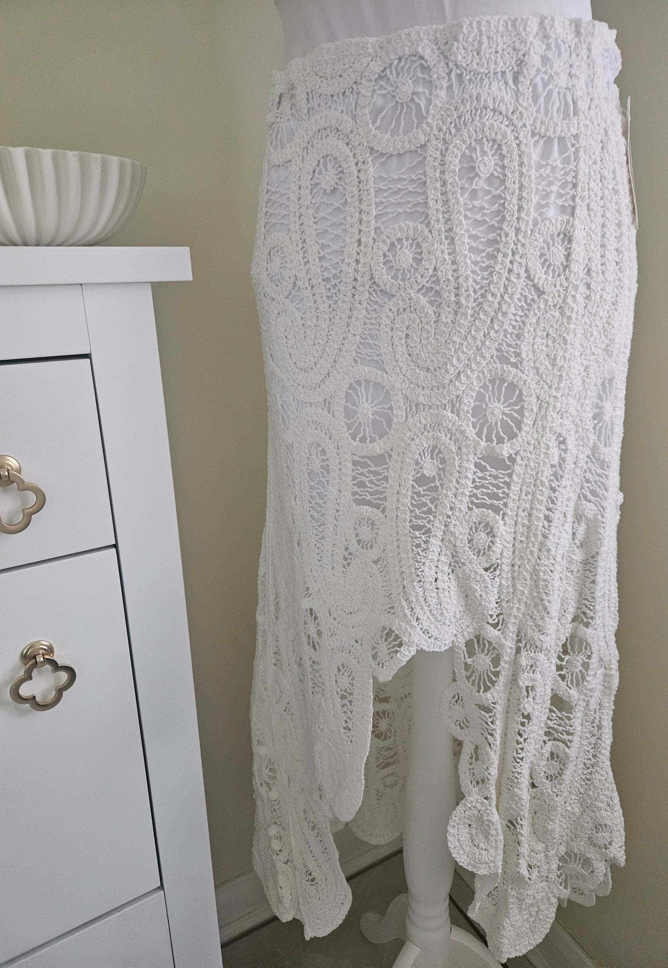 Ibiza white crochet skirt
