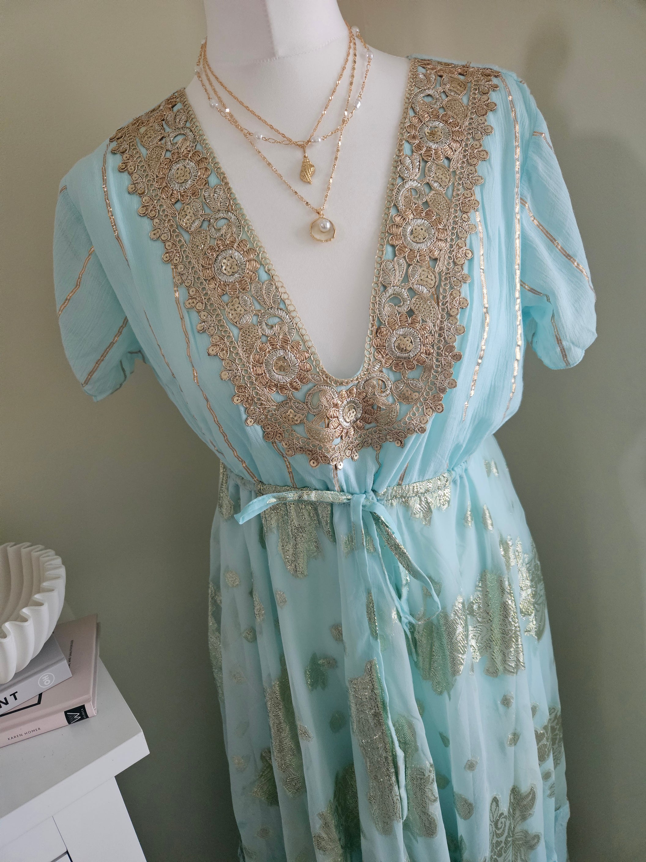 Medina dress - Turquoise and gold