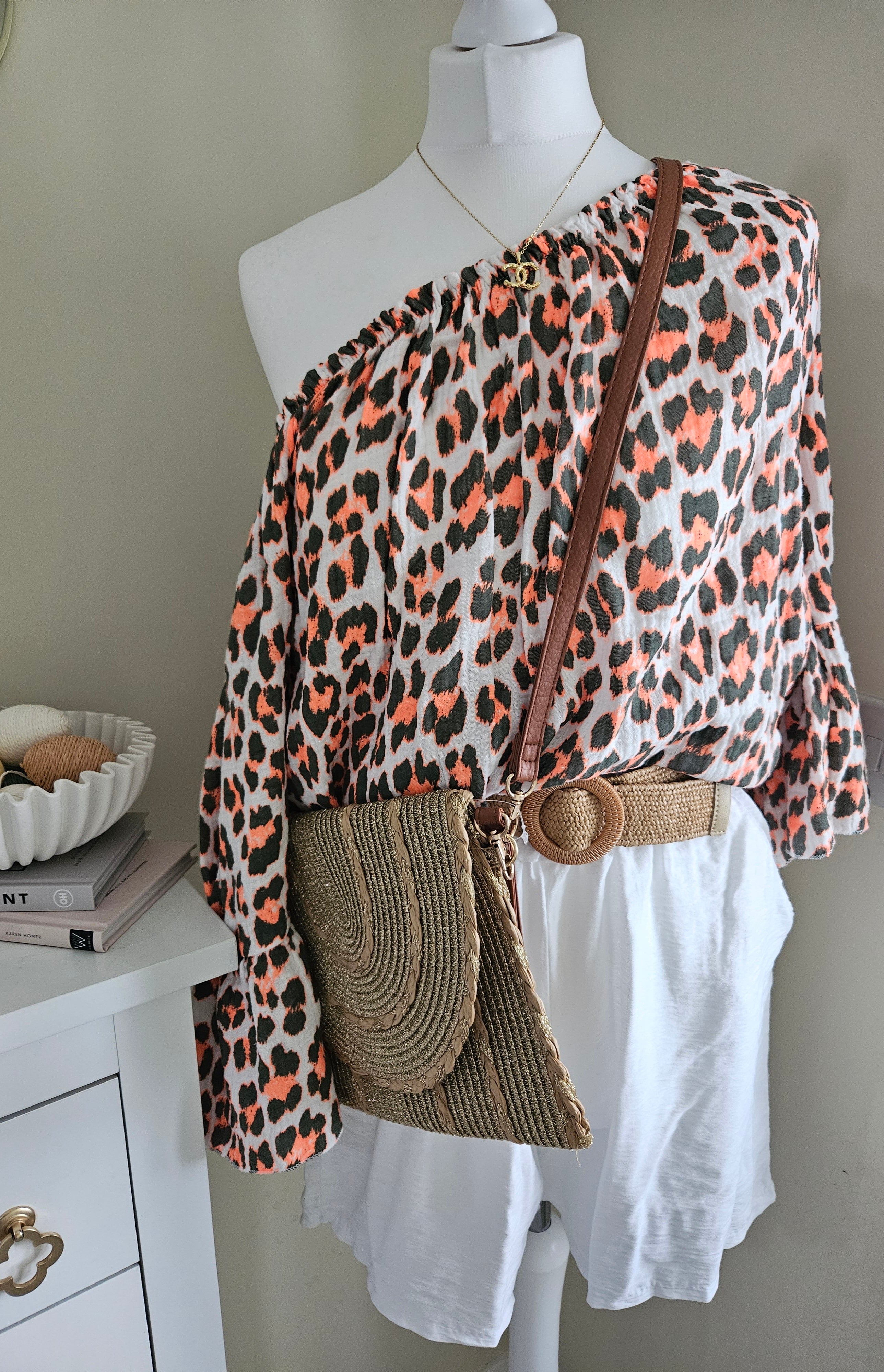 The Amira off the shoulder top - brown and orange