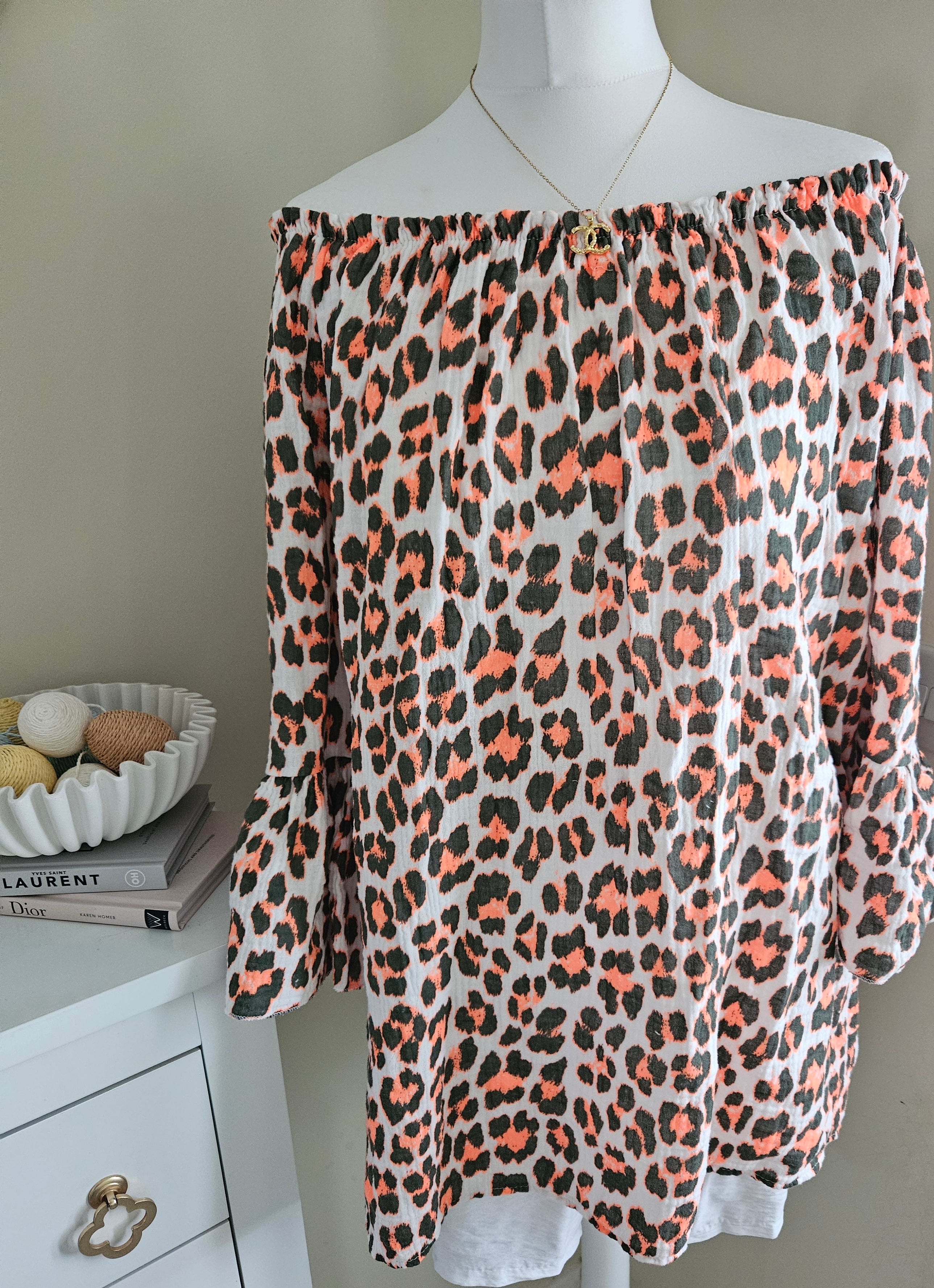 The Amira off the shoulder top - brown and orange