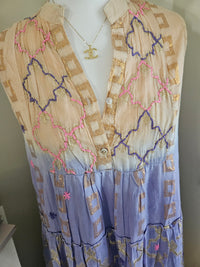 Madinat dress in Lilac and apricot