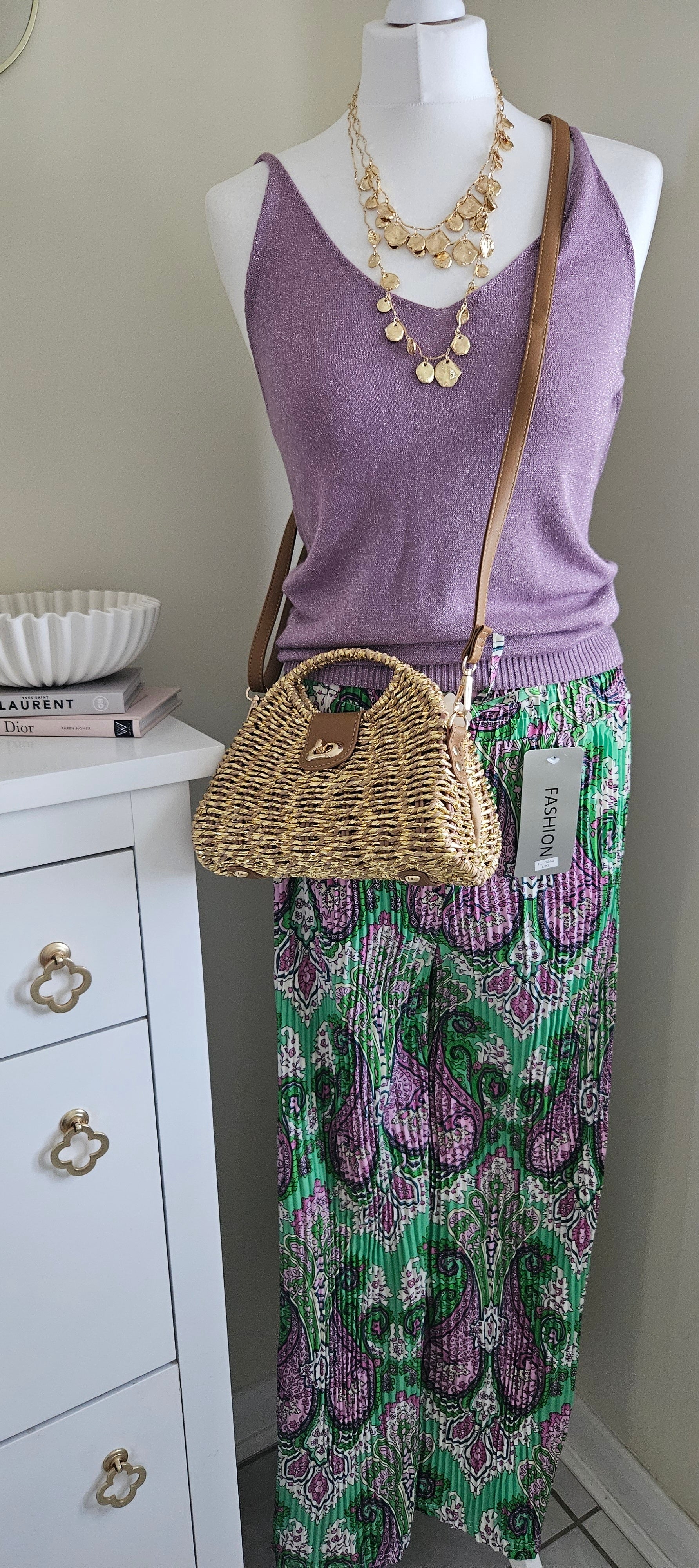 Jannah patterned pleated trousers - Green Size 8-14