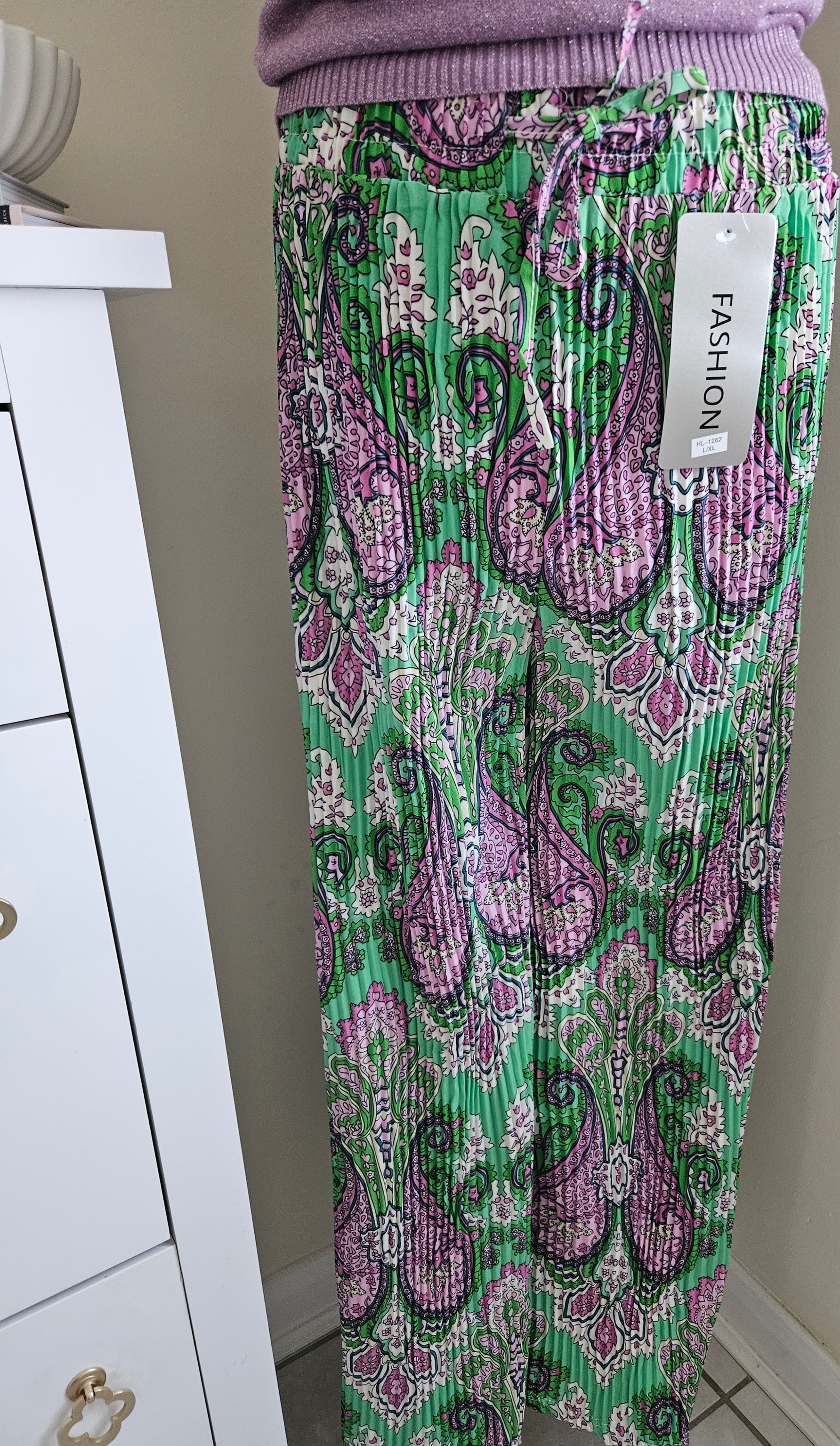 Jannah patterned pleated trousers - Green Size 8-14