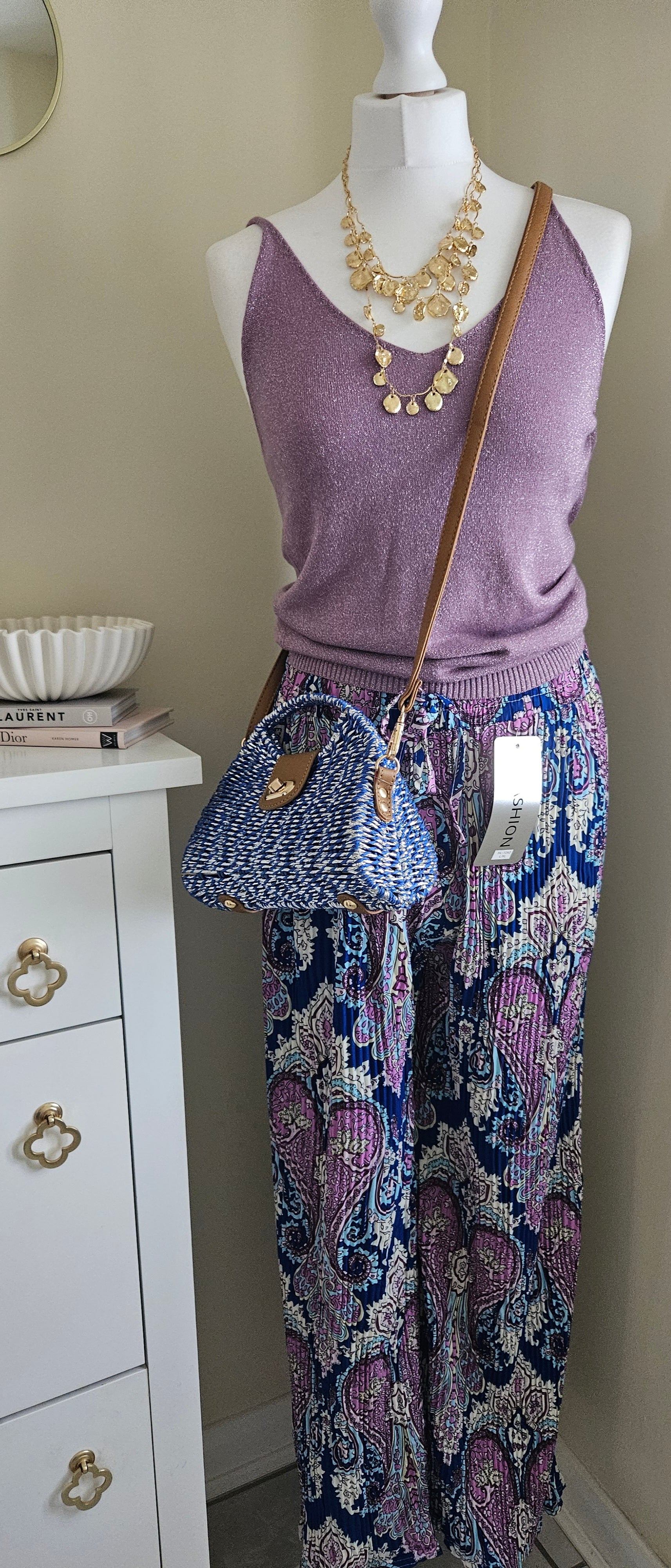 Jannah patterned pleated trousers - Blue Size 8-14