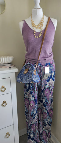 Jannah patterned pleated trousers - Blue Size 8-14