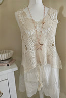 santorini beige crochet vest top