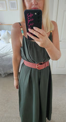 Tobago beaded shoulder maxi dress - Khaki