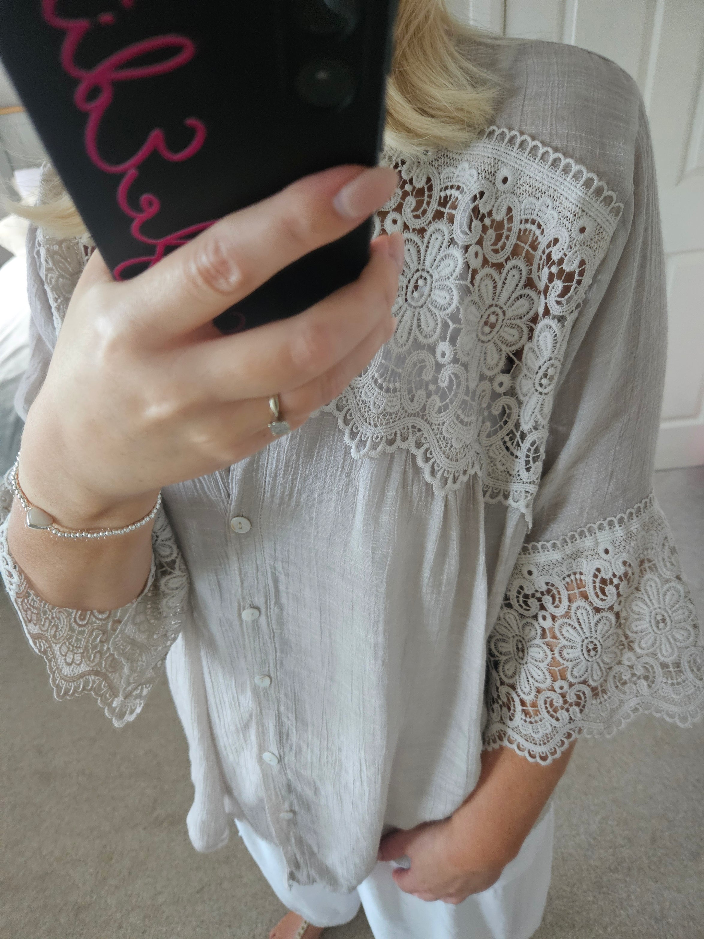 Thekla crochet blouse - Light taupe