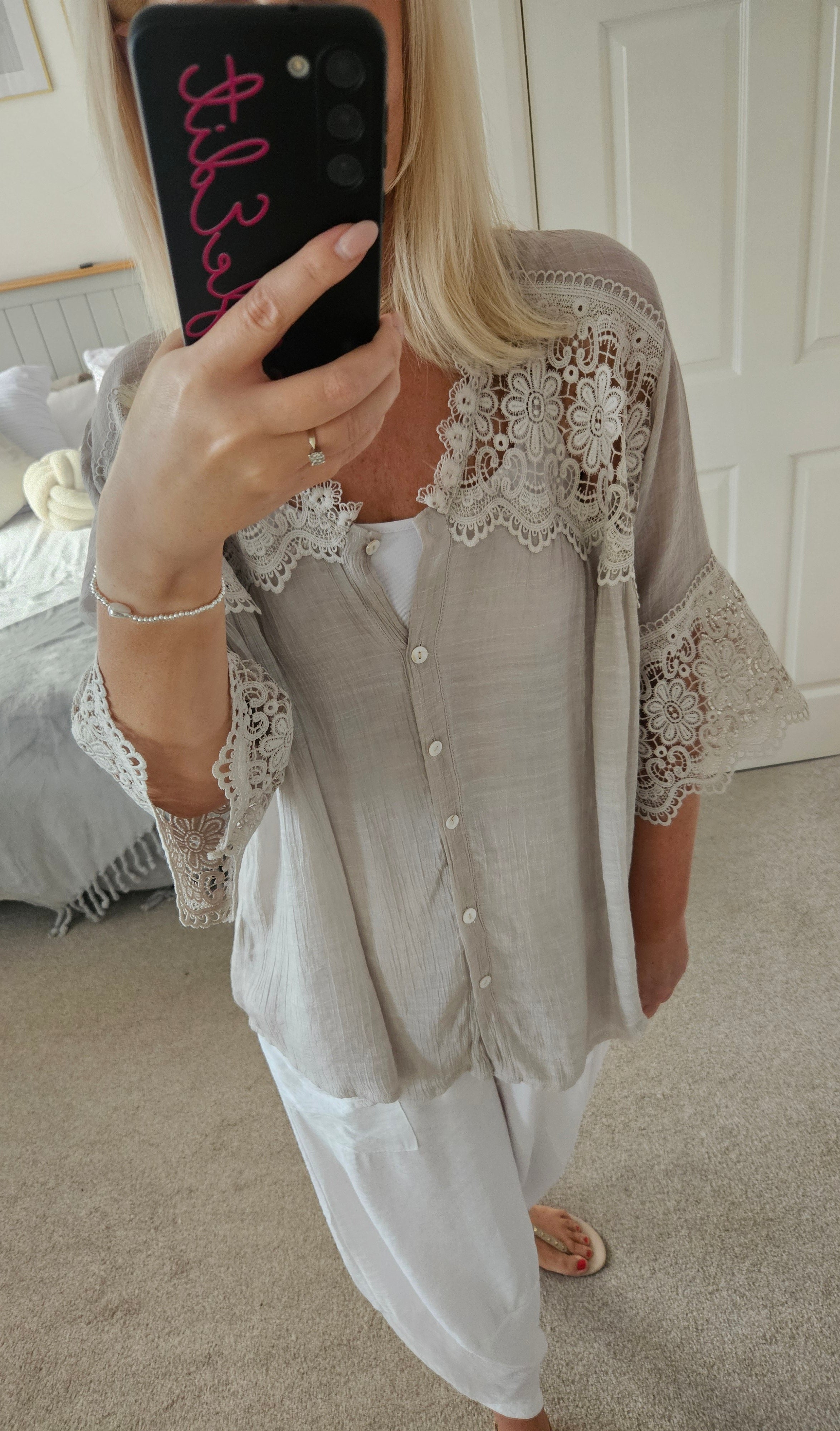 Thekla crochet blouse - Light taupe