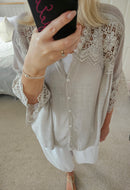 Thekla crochet blouse - Light taupe