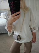 Fifi crochet sleeve knit jumper - Cream