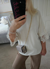 Fifi crochet sleeve knit jumper - Cream