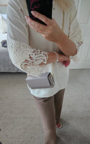 Fifi crochet sleeve knit jumper - Cream