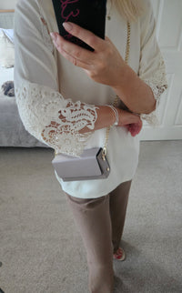 Fifi crochet sleeve knit jumper - Cream