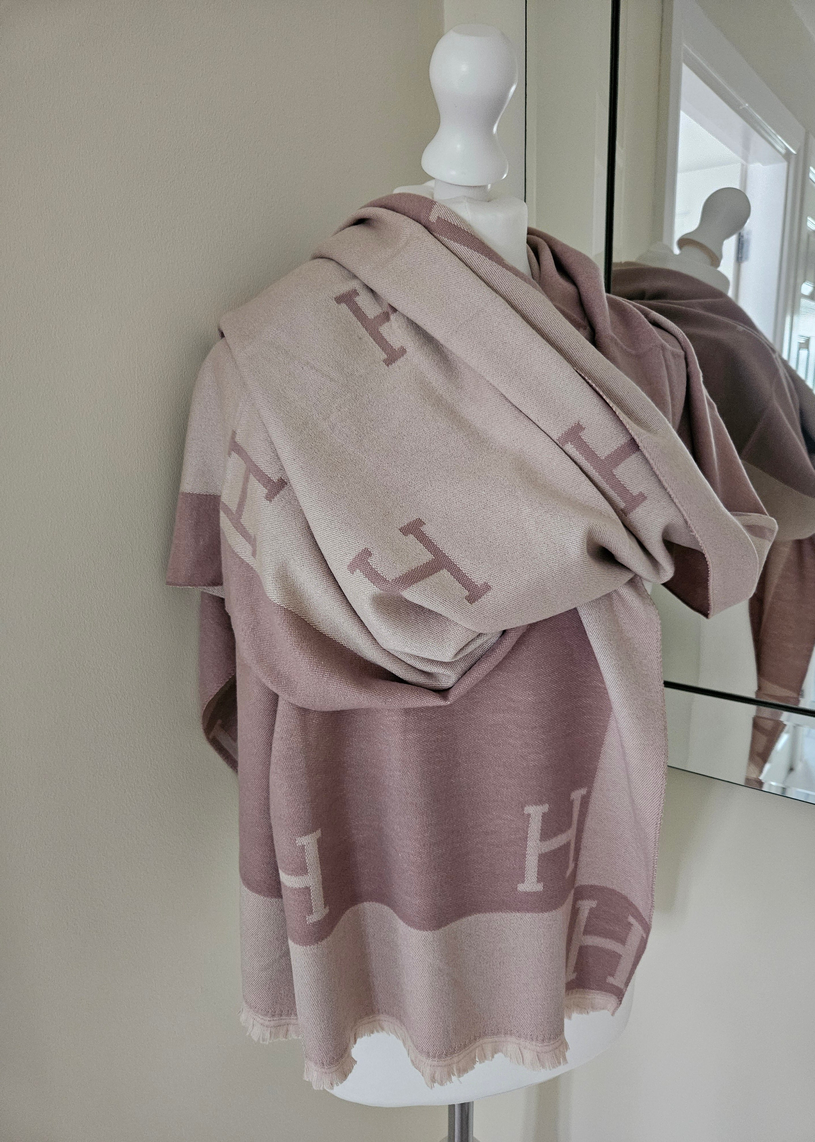 Dusky pink H designer inspired scarf