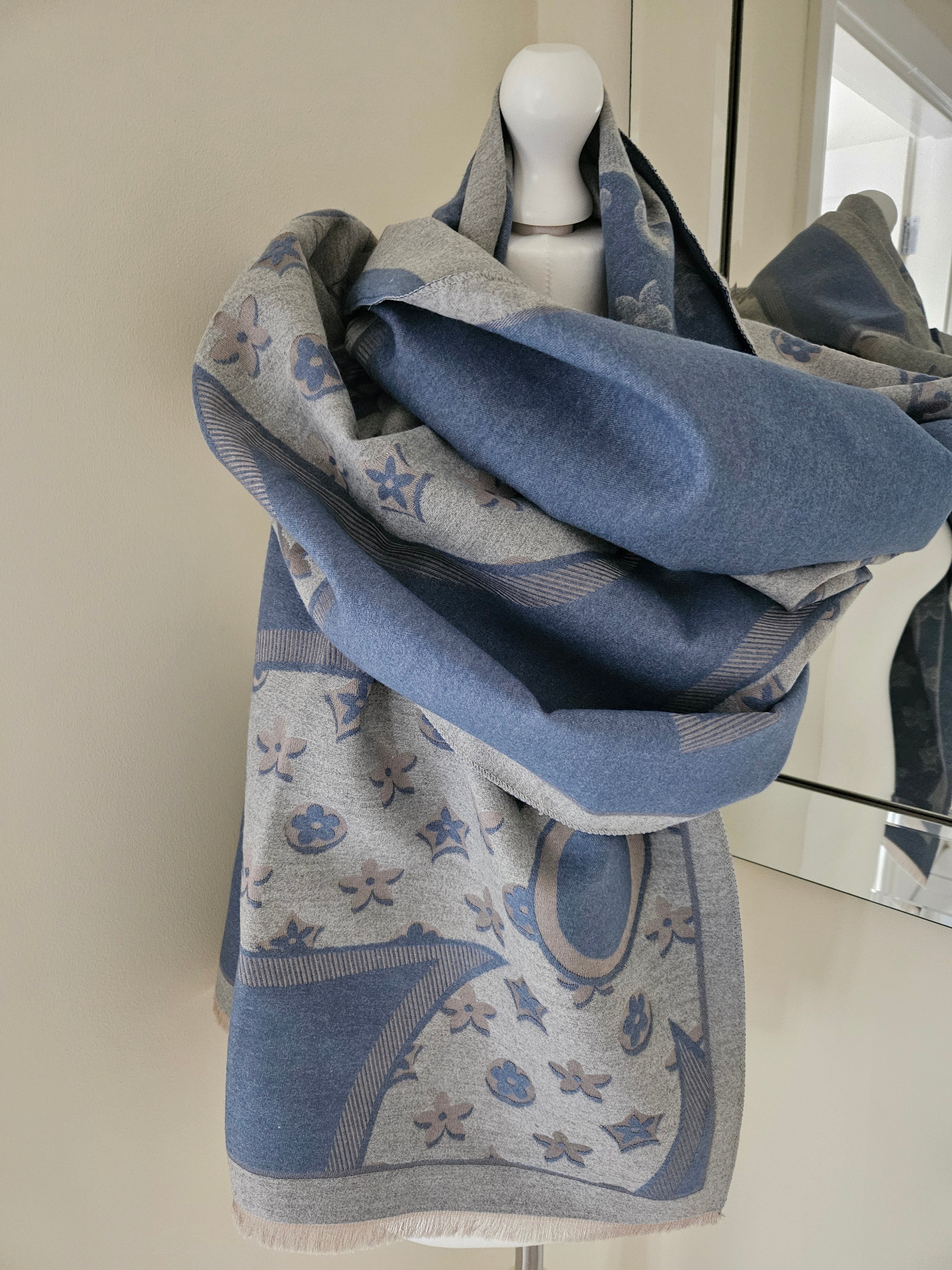 Louise dusky blue designer inspired scarf